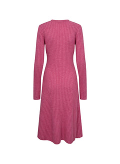 Carmen Rib Long Dress - Rasberry