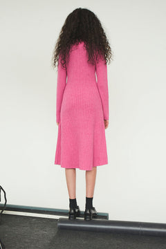 Carmen Rib Long Dress - Rasberry