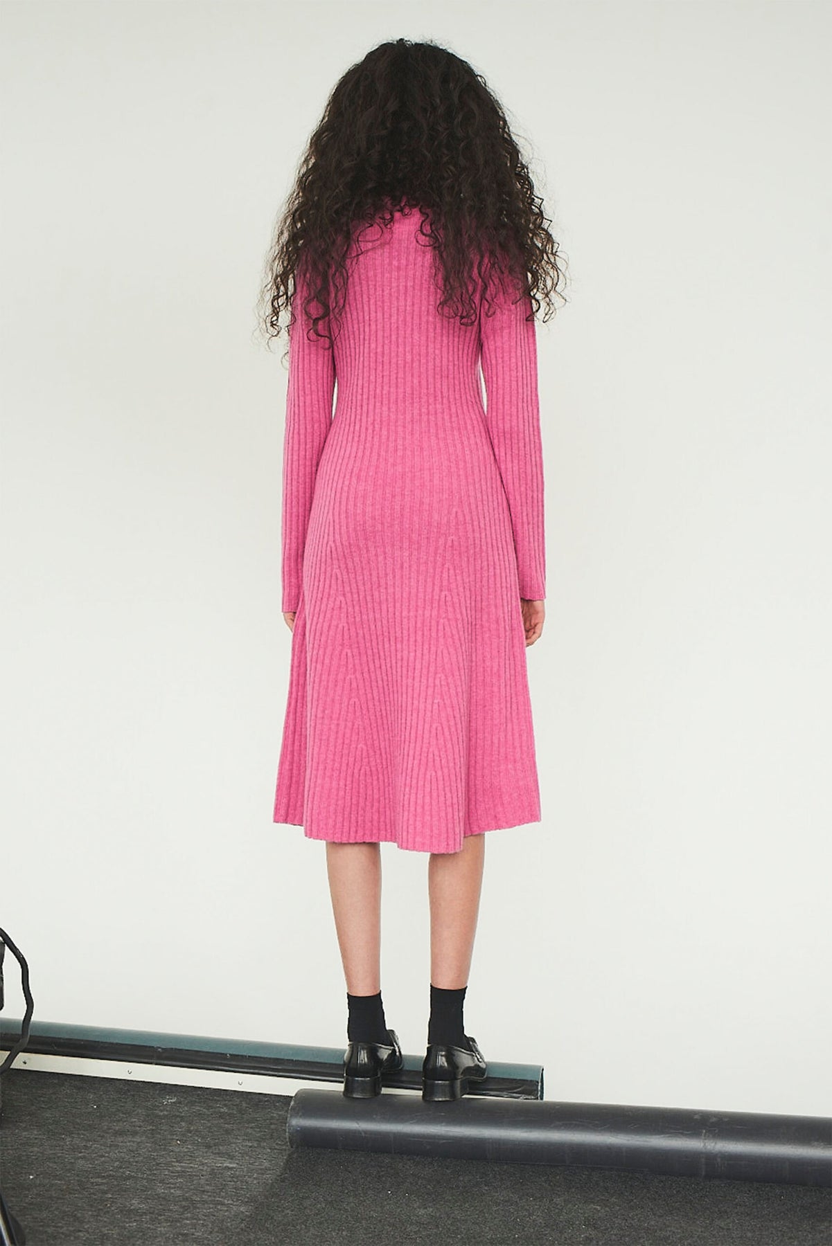 Carmen Rib Long Dress - Rasberry
