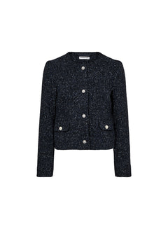 Amalia Jacket - Navy Bouclé Herringbone