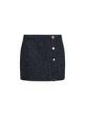 Amalia Skirt - Navy Bouclé Herringbone