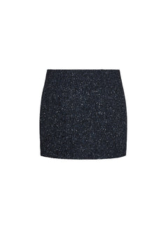 Amalia Skirt - Navy Bouclé Herringbone