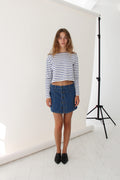 Stacy Blouse - White/Blue Stripe