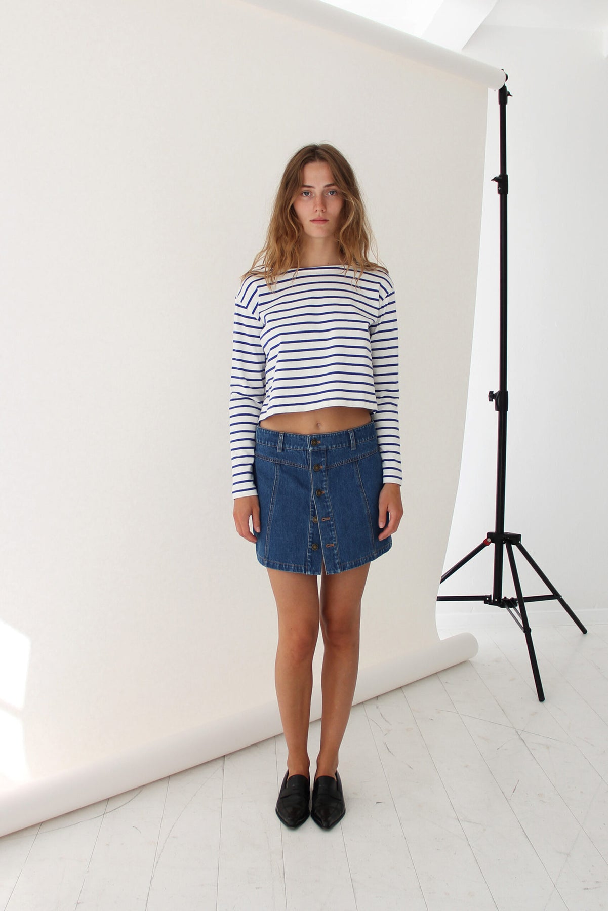 Stacy Blouse - White/Blue Stripe