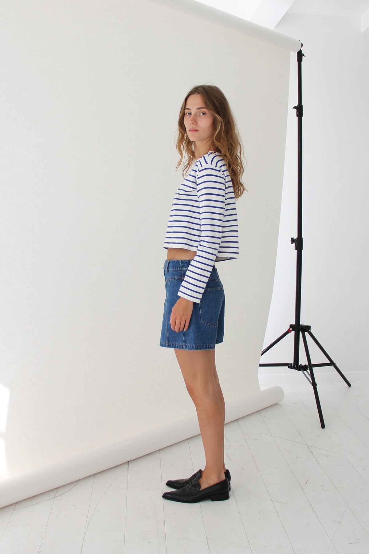 Stacy Blouse - White/Blue Stripe