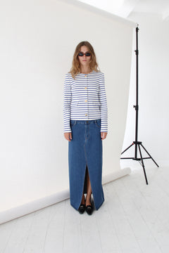 Stacy Jacket - White/Blue Stripes