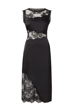 Desire Lace Trimmed Cut Out Midi Dress - Black
