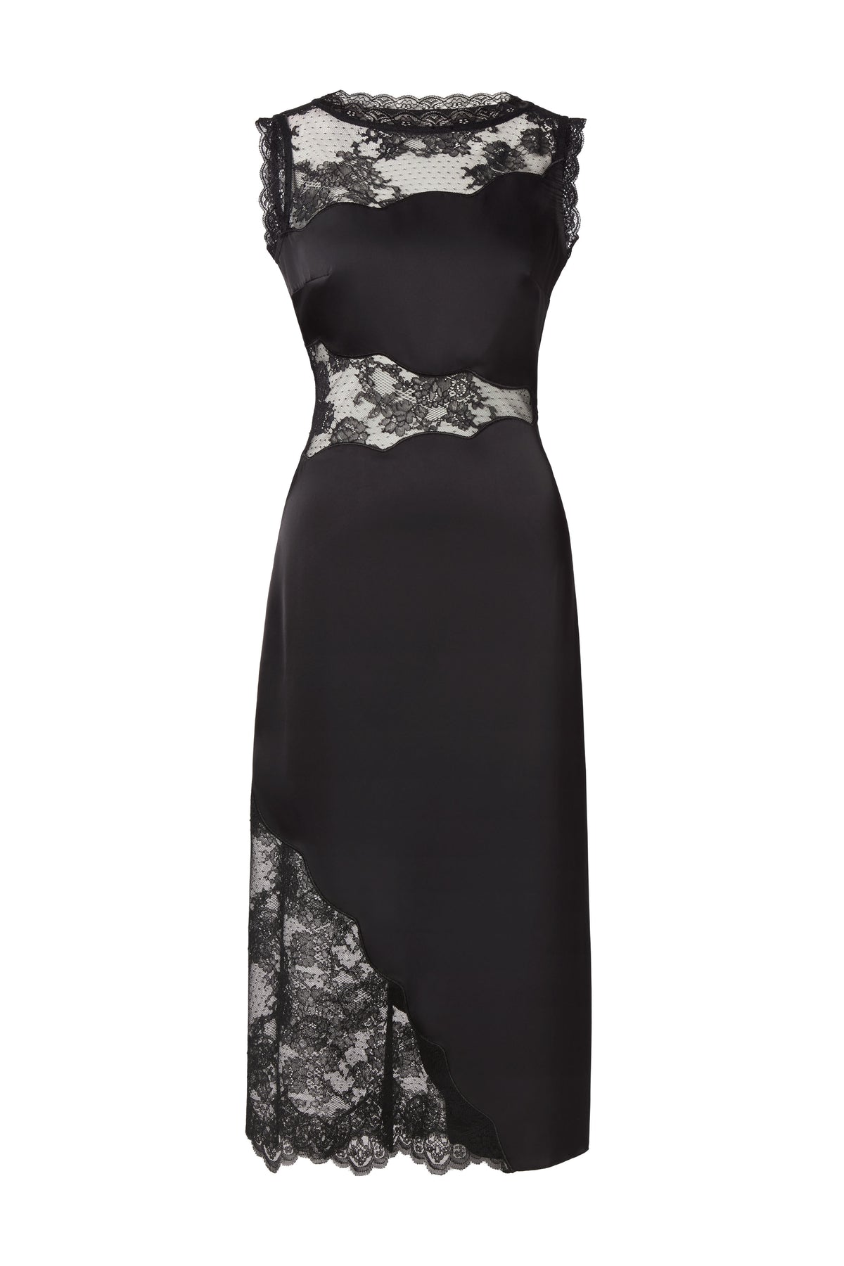 Desire Lace Trimmed Cut Out Midiklänning - Svart