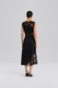 Desire Lace Trimmed Cut Out Midiklänning - Svart