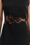Desire Lace Trimmed Cut Out Midiklänning - Svart
