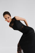 Desire Lace Trimmed Cut Out Midiklänning - Svart