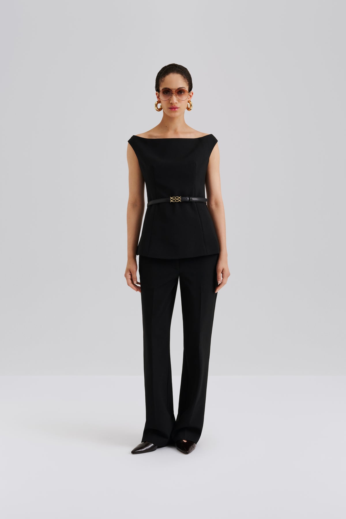 Diora Half Off Shoulder Top - Black