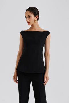 Diora Half Off Shoulder Top - Black