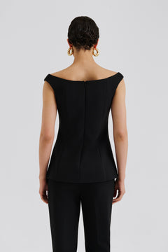 Diora Half Off Shoulder Top - Black