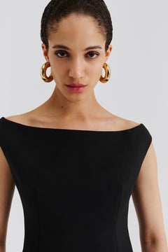 Diora Half Off Shoulder Top - Black