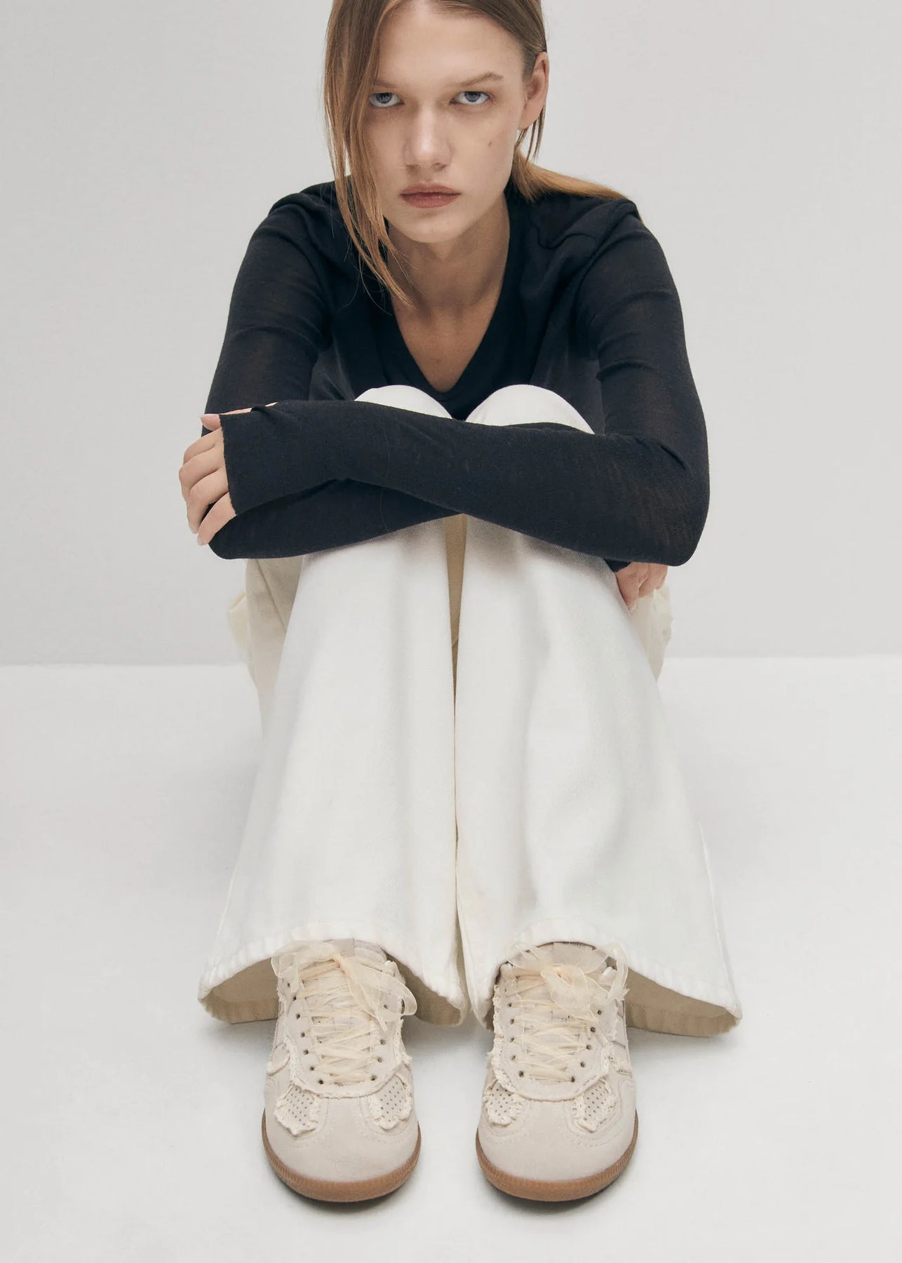 Leather Sneakers - Crochet Cream