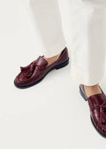 Marietta Onix Leather Loafers - Vinröd
