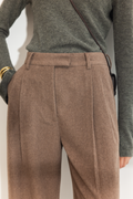 Ava Wool Trouser - Dark Taupe Melange