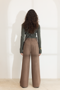 Ava Wool Trouser - Dark Taupe Melange