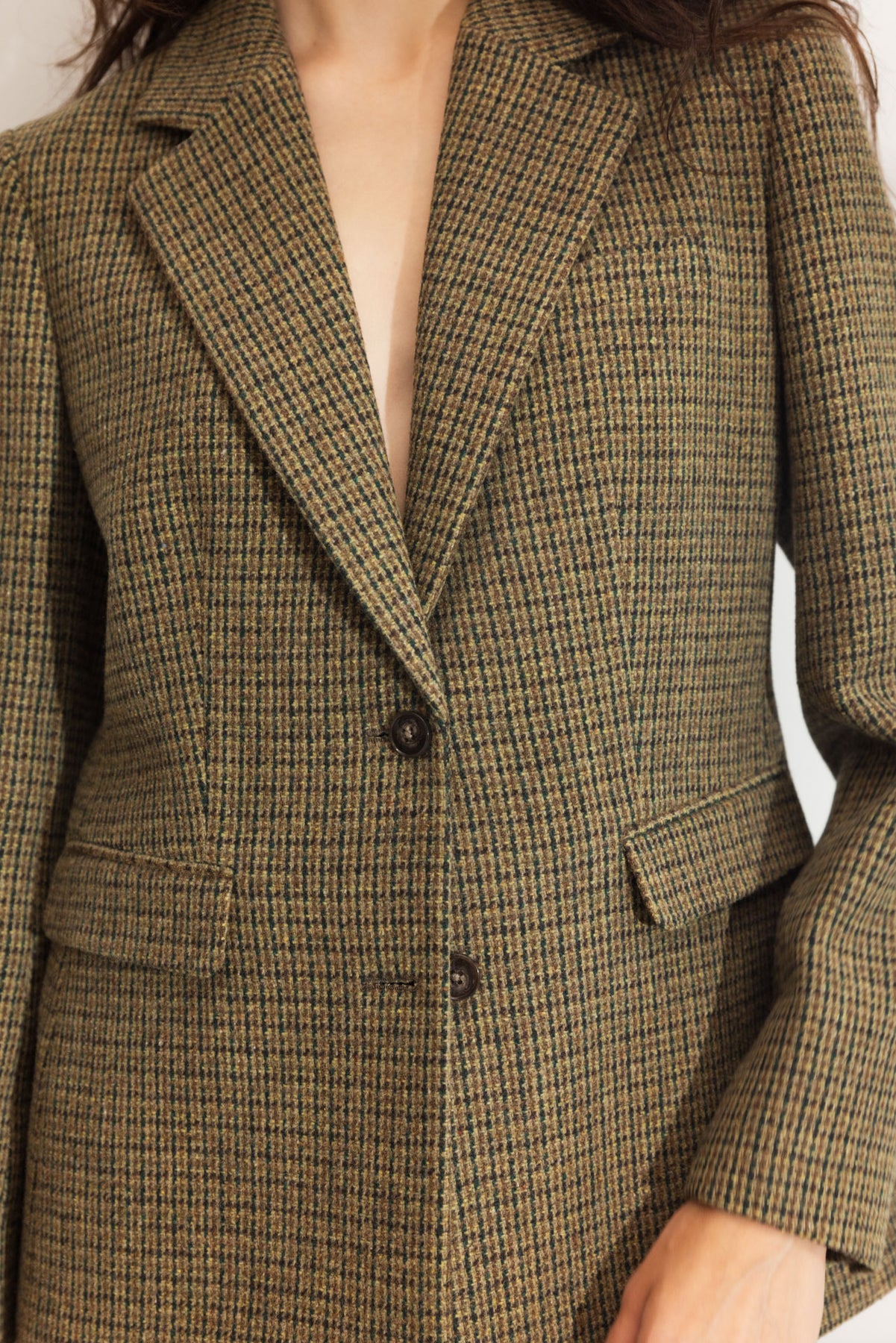Brook Houndstooth Blazer - Grön houndstooth