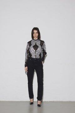 Backstage Top -  Black/Silver