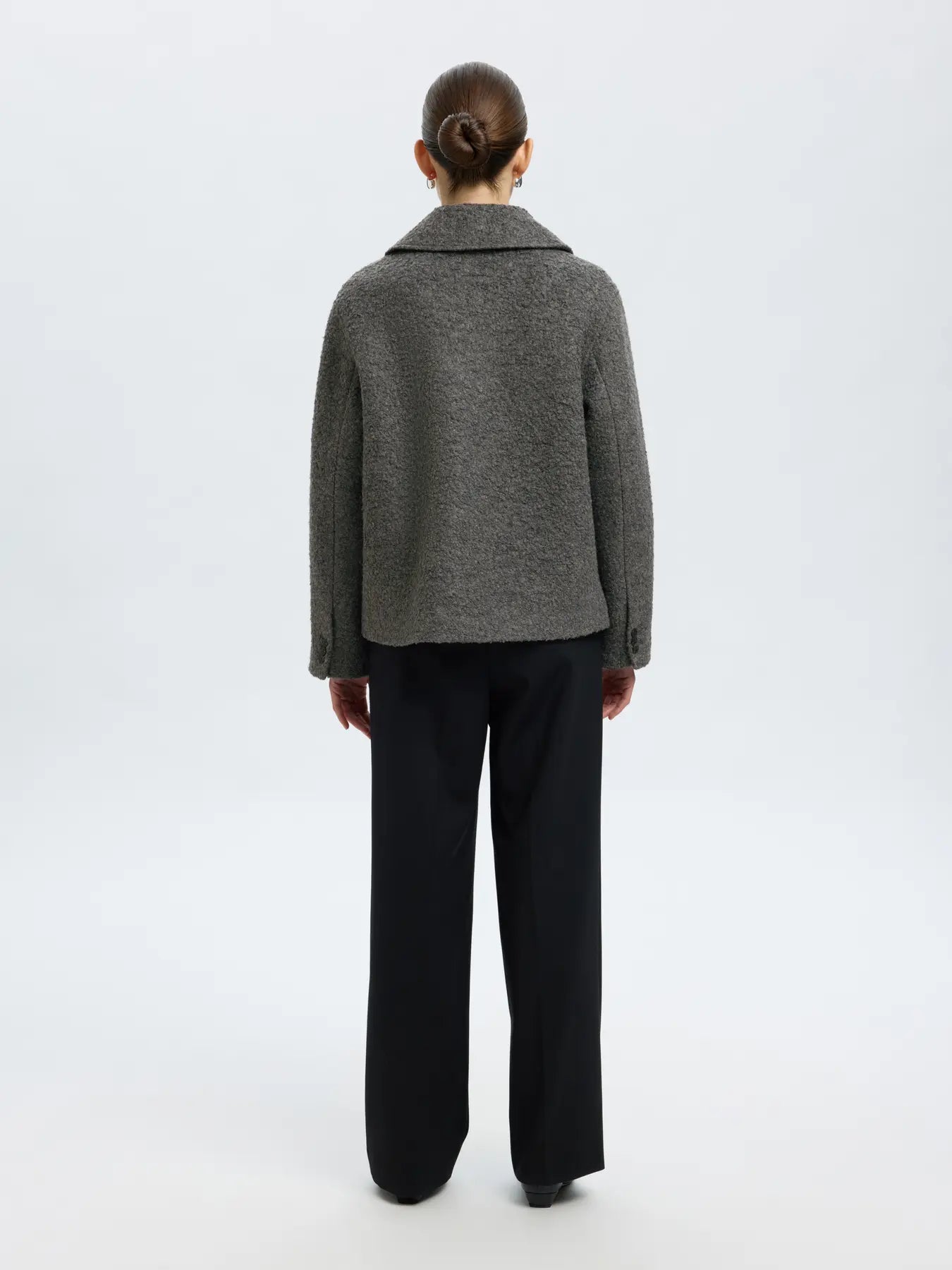 Alma Boucle Wool Blend Jacket - Medium Grey Melange
