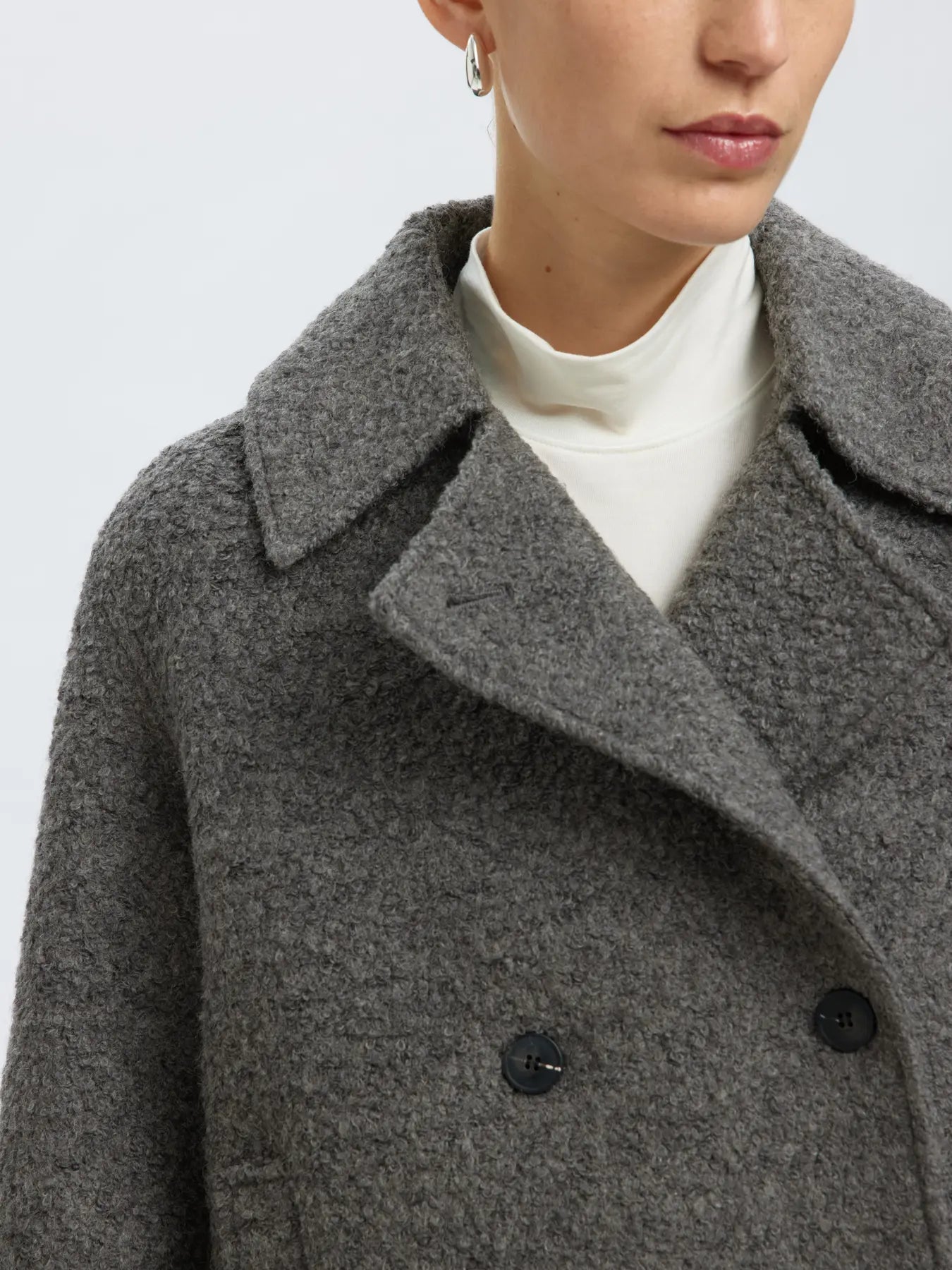 Alma Boucle Wool Blend Jacket - Medium Grey Melange