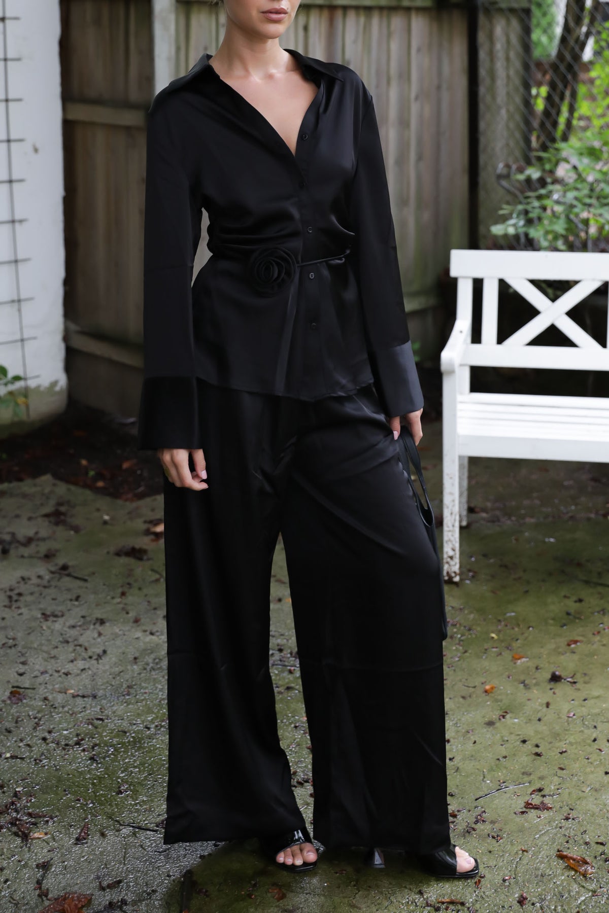 Luna Satin Pant - Black