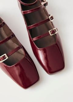 Luke Onix Leather Ballet Flats - Wine Burgundy