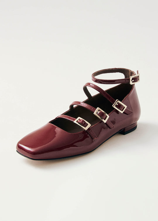 Luke Onix Leather Ballet Flats - Wine Burgundy