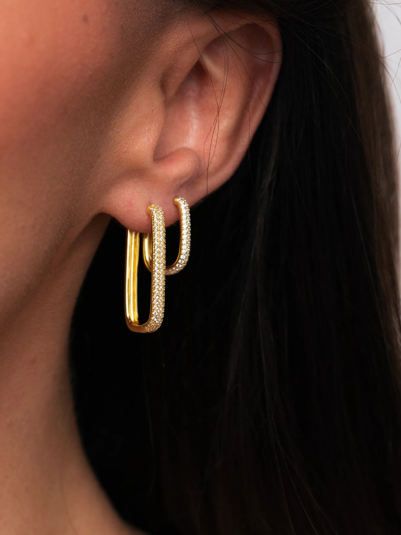 Petite Diamond Edge Hoops - Gold