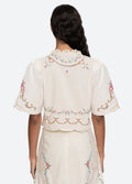 Edwina Embroidery S/Slv Tie Front Top - White