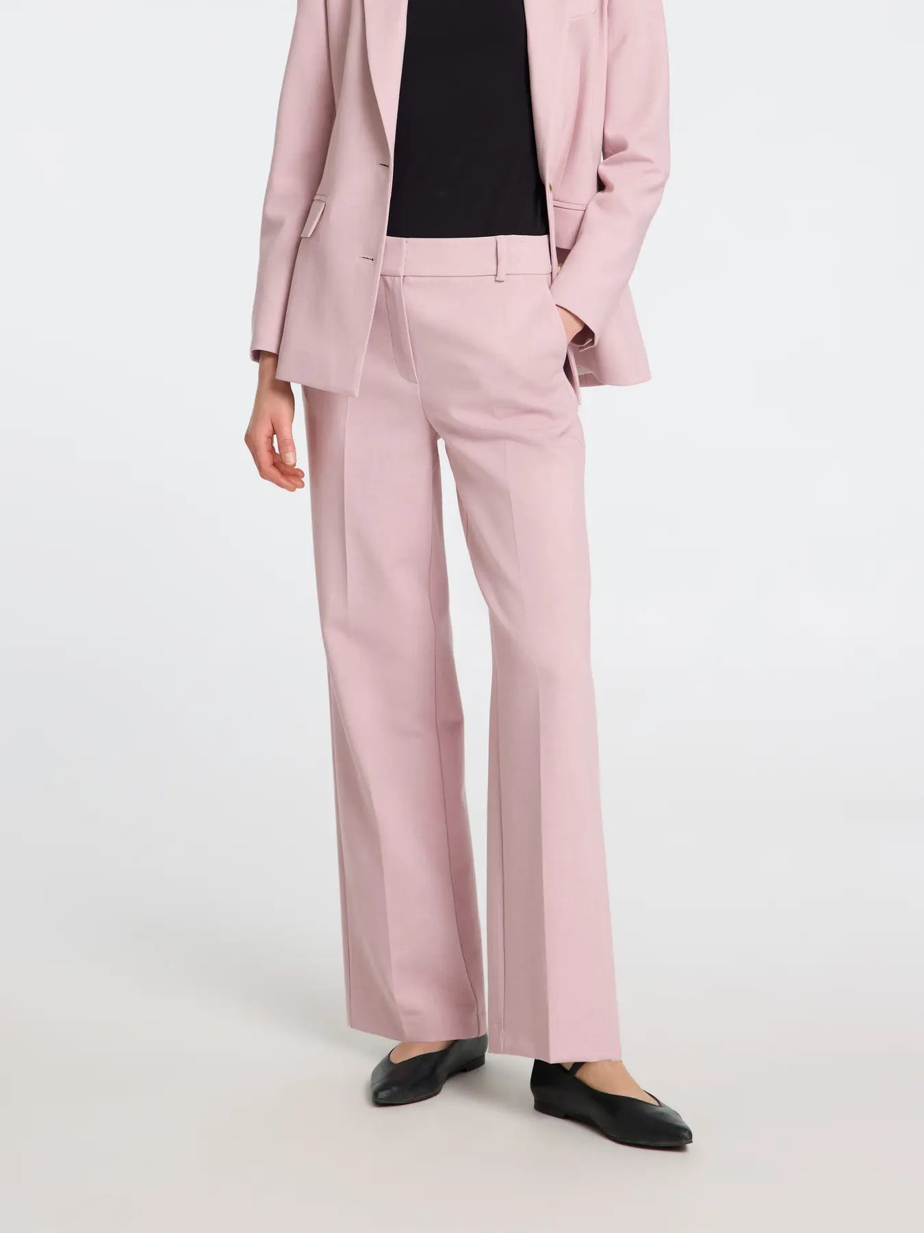 Rita Mw Wide Pant Mel - Bleached Mauve Melange