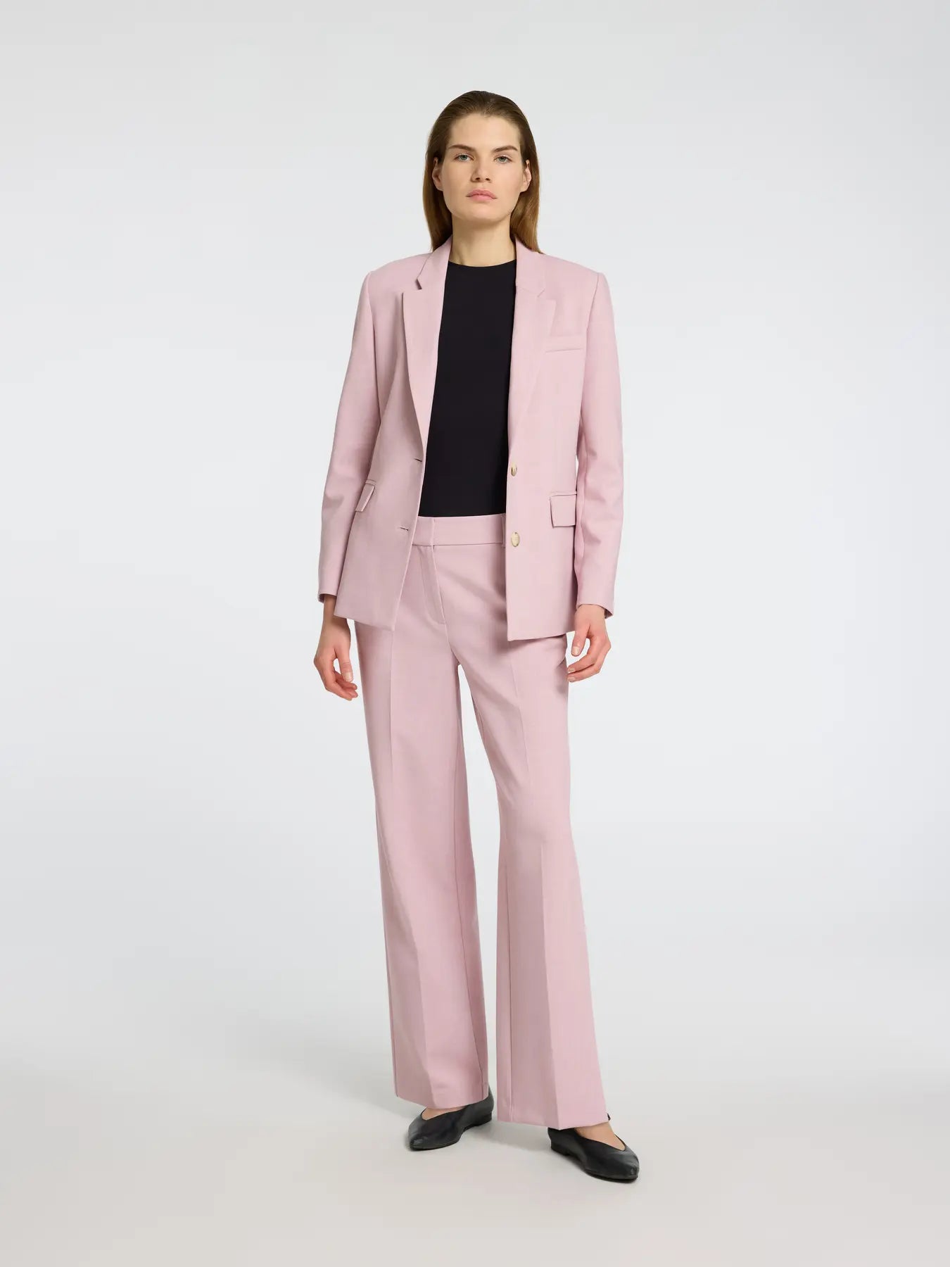 Rita Mw Wide Pant Mel - Bleached Mauve Melange