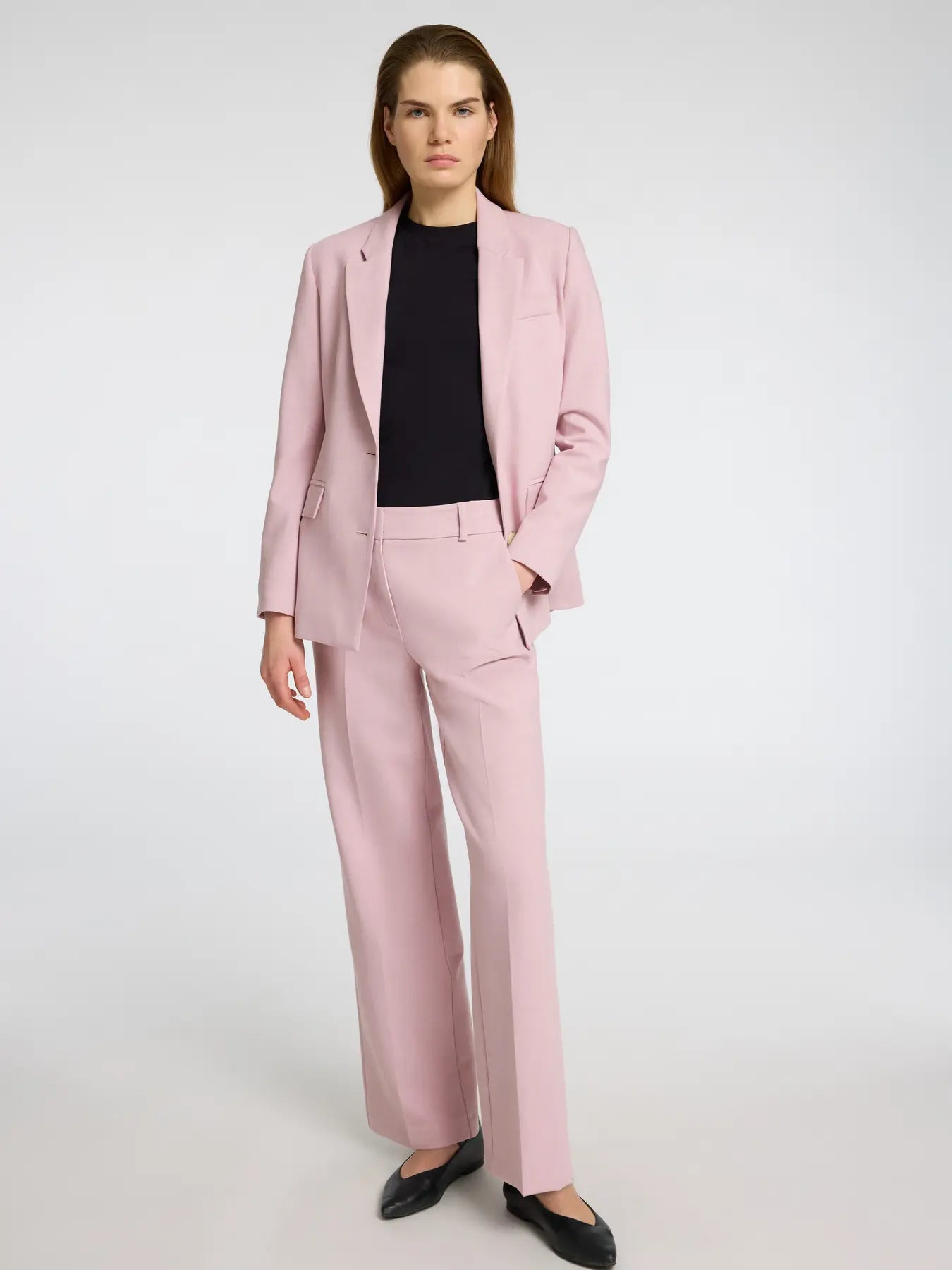 Rita Mw Wide Pant Mel - Bleached Mauve Melange
