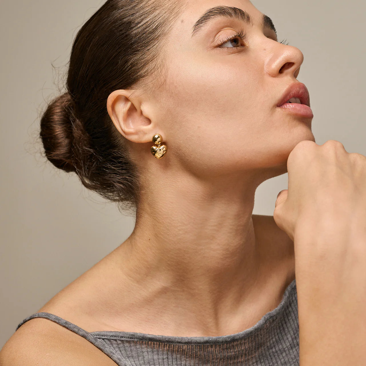 Poma Heart Earrings - Guld