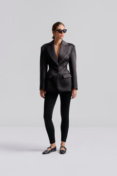 Ella Tailored Peplum Blazer - Black
