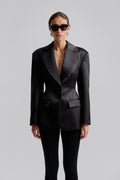 Ella Tailored Peplum Blazer - Svart