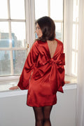 Elna Bow Detailed Mini Dress - Djupröd