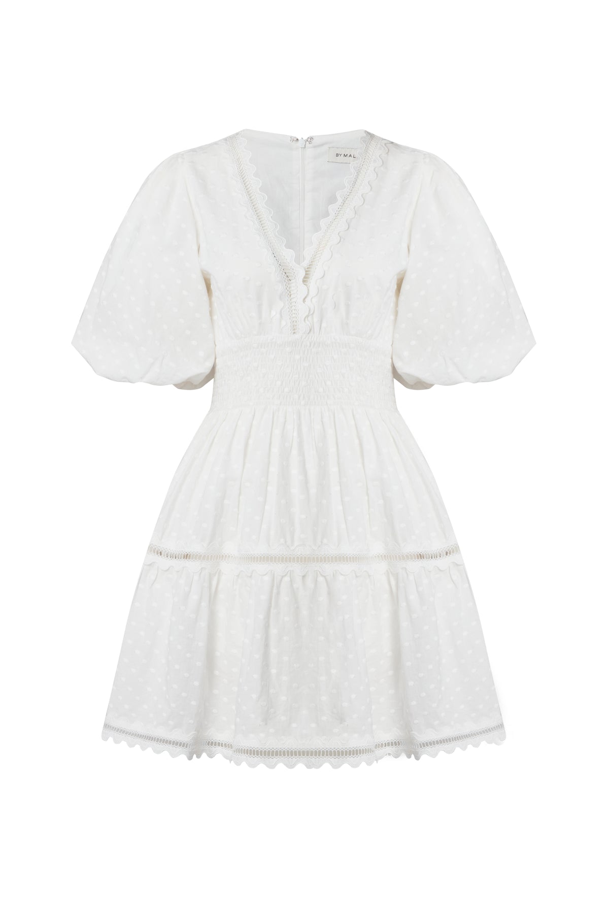 Elvira V-Neck Mini Dress - Vit
