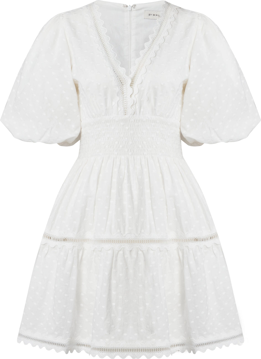 Elvira V-Neck Mini Dress - White