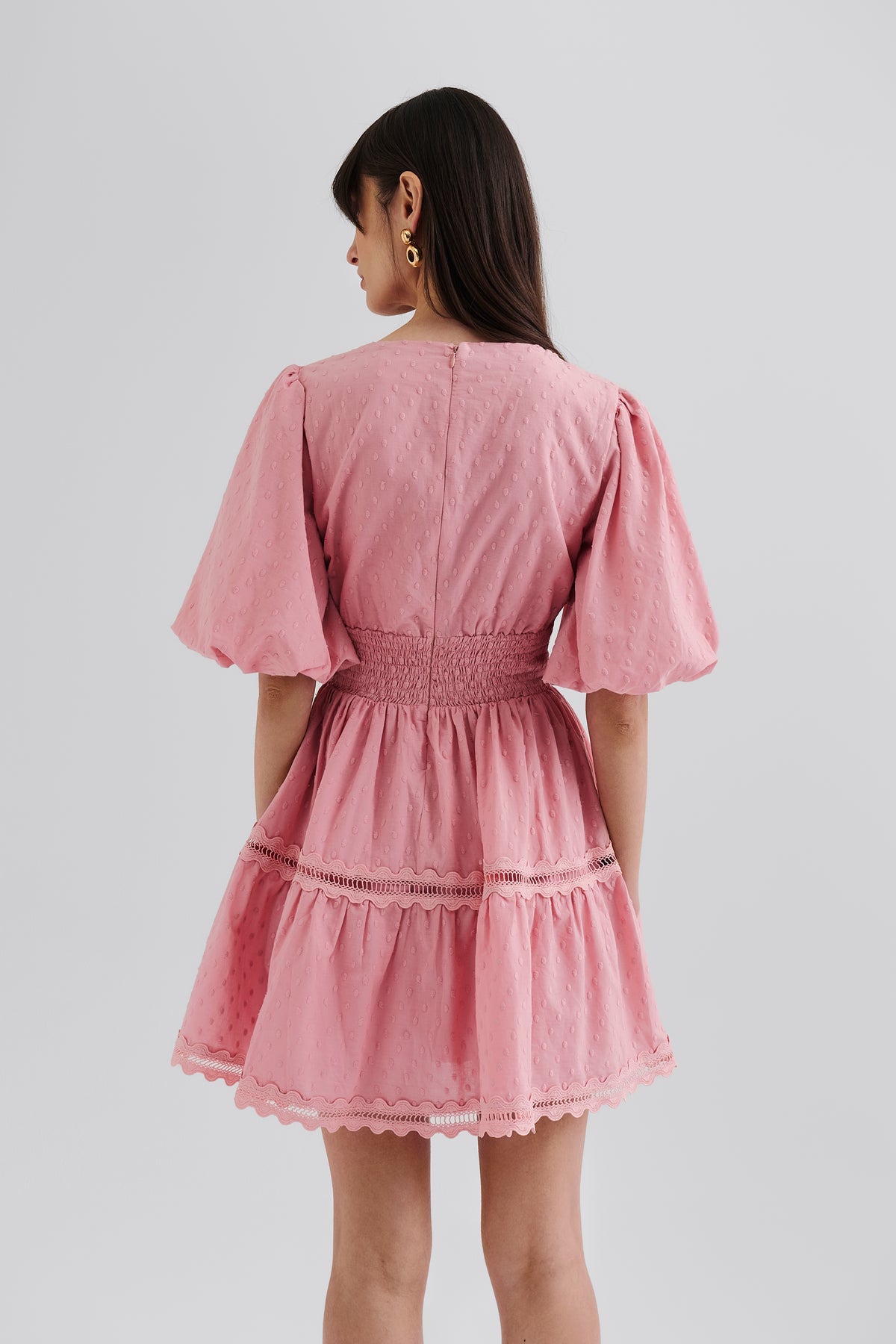 Elvira V-Neck Mini Dress - Blush