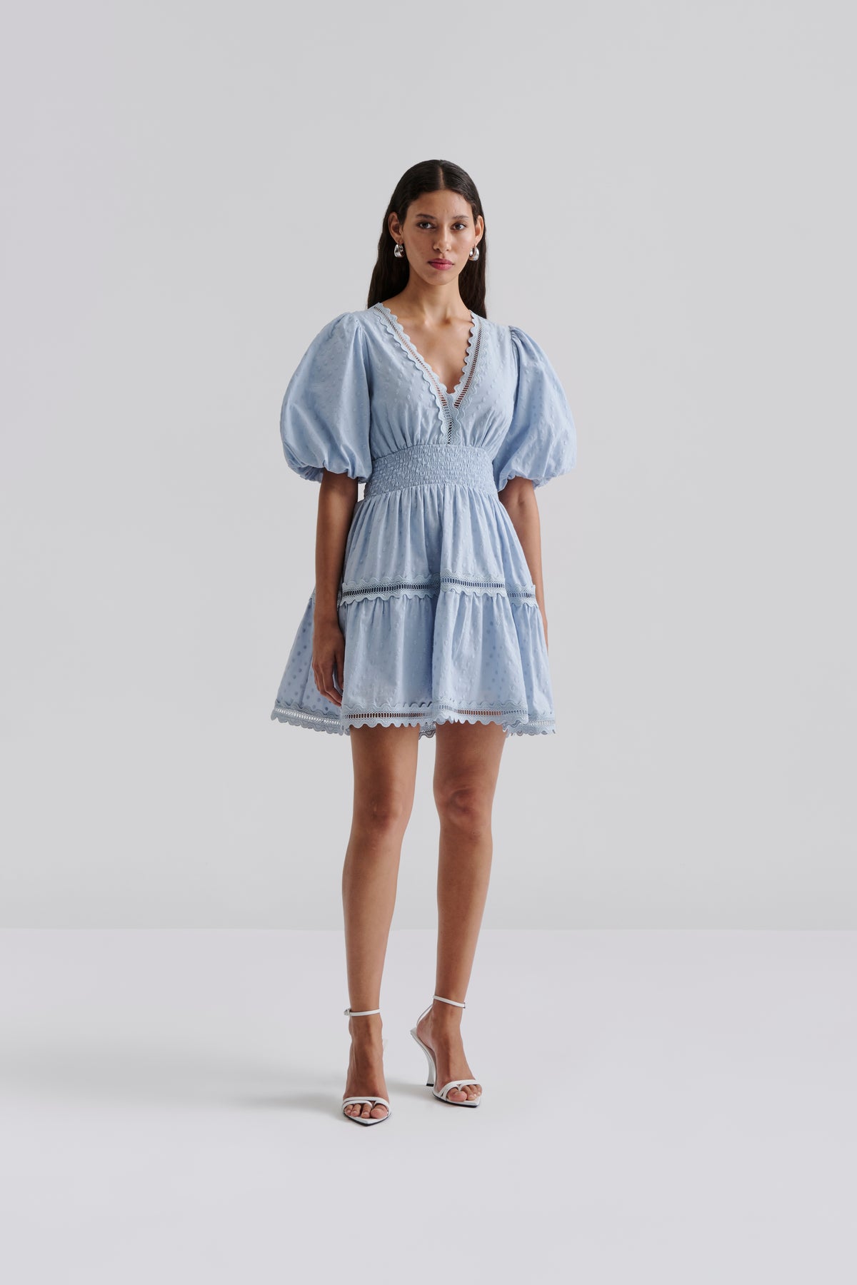 Elvira V-Neck Miniklänning - Dusty Blue
