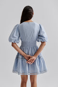 Elvira V-Neck Miniklänning - Dusty Blue