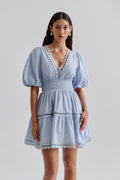 Elvira V-Neck Miniklänning - Dusty Blue