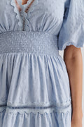 Elvira V-Neck Miniklänning - Dusty Blue