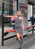 Emilia Bow Skirt - Grey Pinstripe