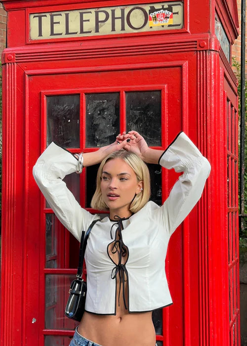 Emilia Bow Shirt - Soft White