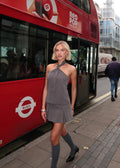 Emilia Tie Top - Grey Pinstripe