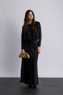 Billie Maxi Satin Dress - Black